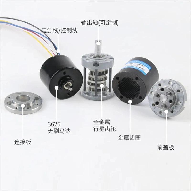 DC 12V 24V Brushless Planetary Gear Motor High Torque 90KG Speed 8rpm To 1154rpm PWM BLDC Metal Gearbox Moter 36GP-3626 Electric