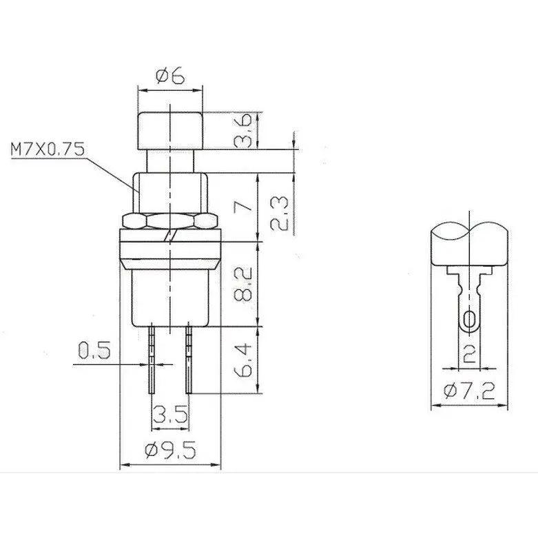 EARU- 10Pcs Micro DIY 7mm Thread 2 Pins Momentary Push Button Switch - electrical center b2c