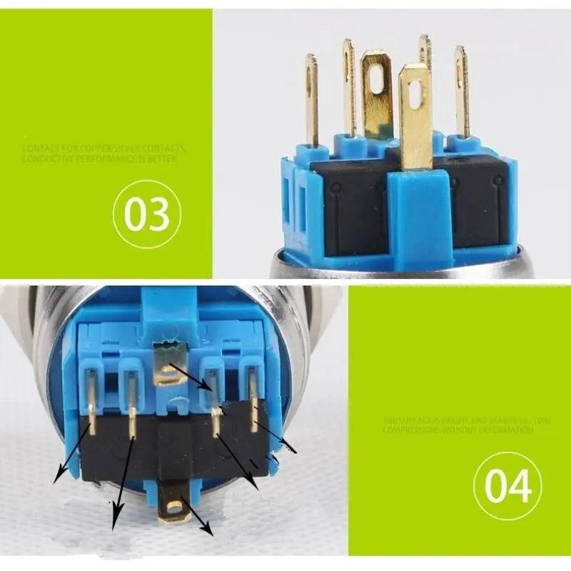 EARU- 1NO 1NC 25mm Metal Stainless Steel LED Push Button| 3V to 380V optional - electrical center b2c