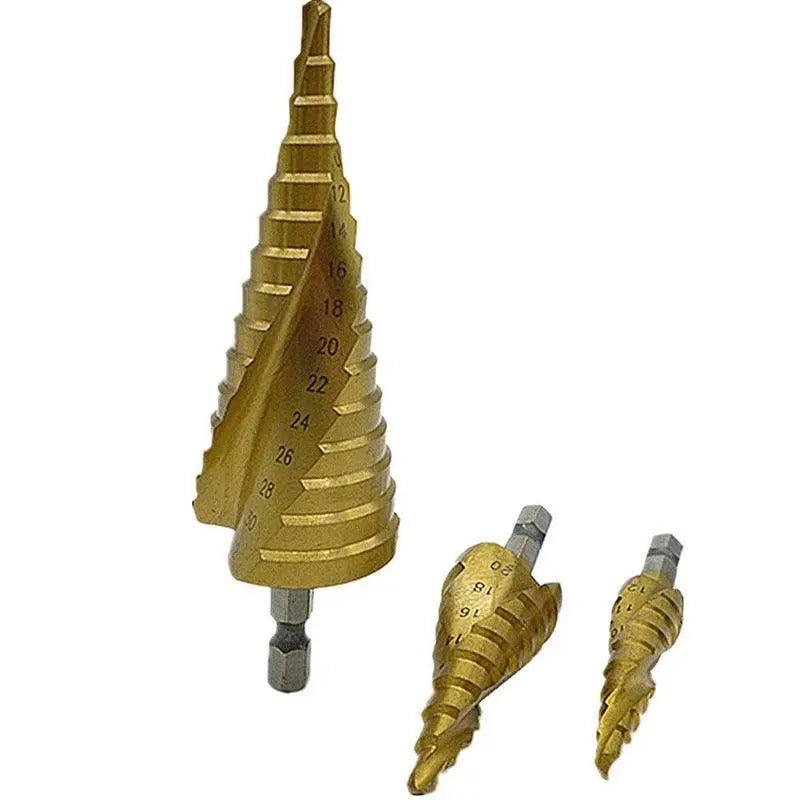 EARU-  HSS Spiral Grooved Step Drill Bit| 4mm to 12mm/20mm/32mm| 3Pcs/Set - electrical center b2c