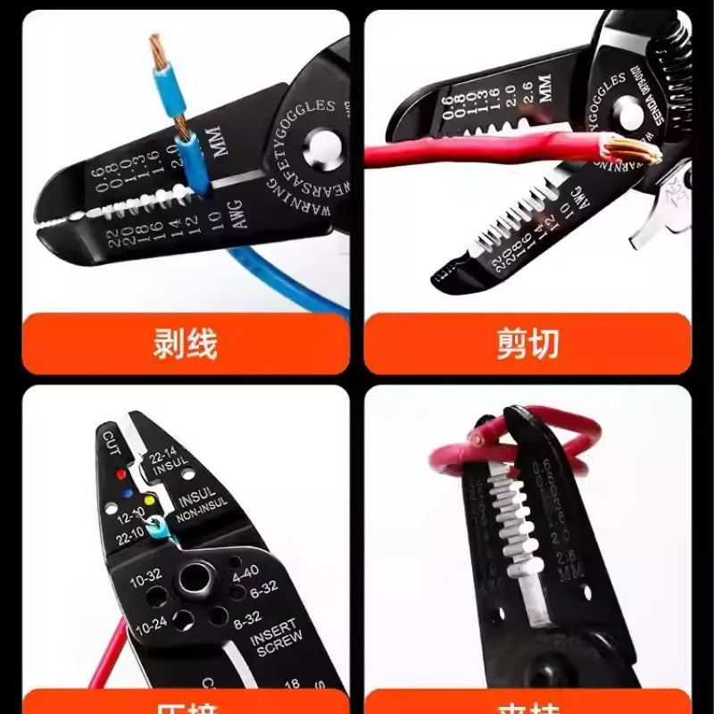 SDA 6"/6.5"/7"/7.5"/8.5" Multi-Function Wire Stripper &amp; Crimping Pliers, AWG Standard, Electrician 专用 Tool, Wire Cutter &amp; Terminal Crimper