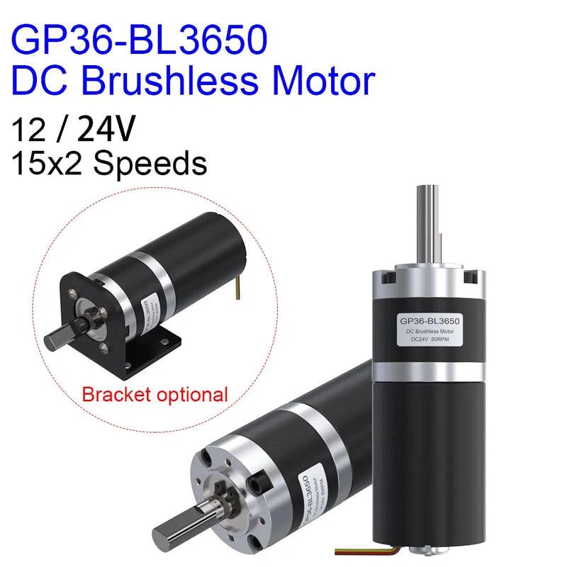 GP36-BL3650 DC Brushless 12V 24V Planetary Gear High Torque Low RPM Micro Gearbox BLDC Motor with reducer 10 80 300 1500 2000RPM，geared bldc motor
