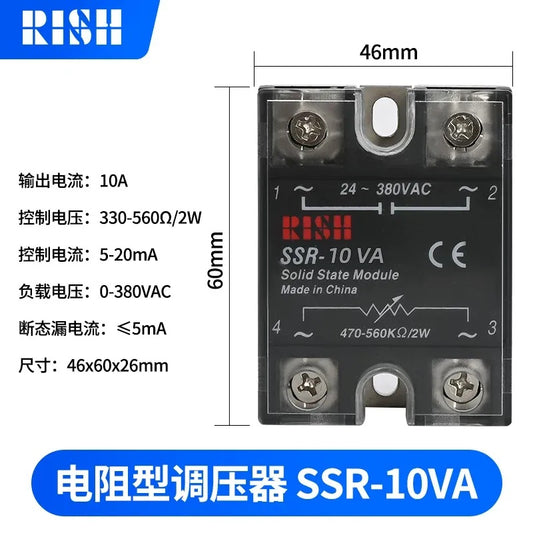 SSR voltage regulator, single phase SSR voltage regulator, resistive SSR voltage control module, solid state voltage regulator 25A, SSR-40VA voltage regulator, 60A SSR voltage regulator, AC voltage regulator module, industrial SSR voltage controller, no-contact voltage regulator, silent SSR regulator, 0-380VAC SSR regulator, 470K potentiometer for SSR, resistive load voltage control, SSR 10A-120A regulator