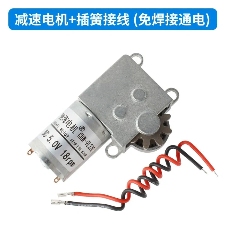 CHW-9L370 motor, worm gear motor, turntable motor, display stand motor, 5V motor, low speed motor, high torque motor, 18RPM motor, 131:1 gear ratio, DC gear motor, self-locking motor, POM worm gear motor, copper worm gear motor, 9-tooth gear motor, module 2.0 gear motor, quiet motor, low noise motor, robot motor, smart home motor, plug and play motor, solderless wiring motor, speed controller motor, display turntable motor, 3-24V customizable motor