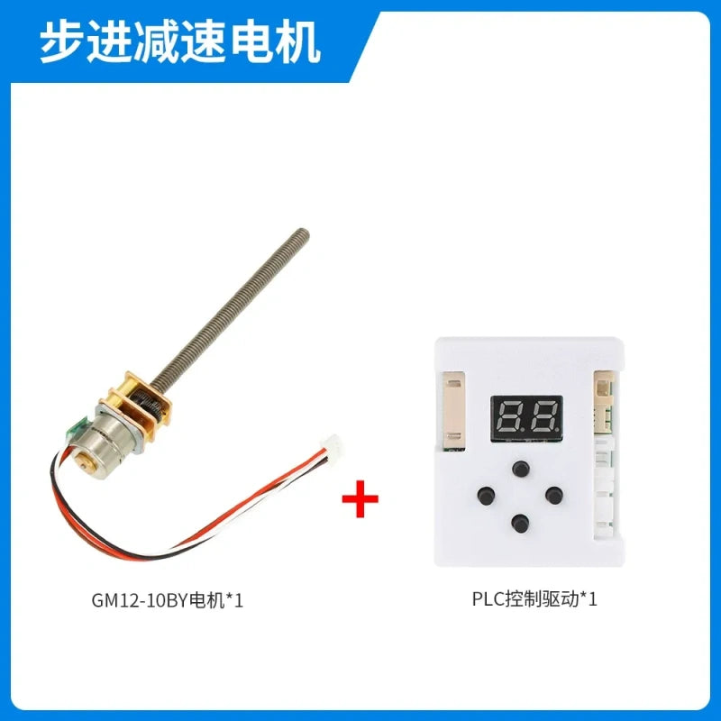 stepper motor, GM12-10BY motor+plc controller, mini stepper motor, DC stepper motor, 2-phase 4-wire stepper motor, gear stepper motor, M4 threaded shaft motor, 55mm screw shaft motor, high torque stepper motor, 1:100 ratio motor, 1:298 ratio motor, 3.7-12V stepper motor, miniature gear motor, pure copper winding motor, metal gear reducer motor, stepper motor with driver, PLC control stepper motor, compact stepper motor, smart home motor, robot arm motor, camera focus motor