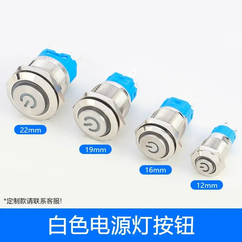 high head button switch white power led,metal push button switch,12mm button switch,16mm illuminated button,19mm power button,22mm waterproof switch,