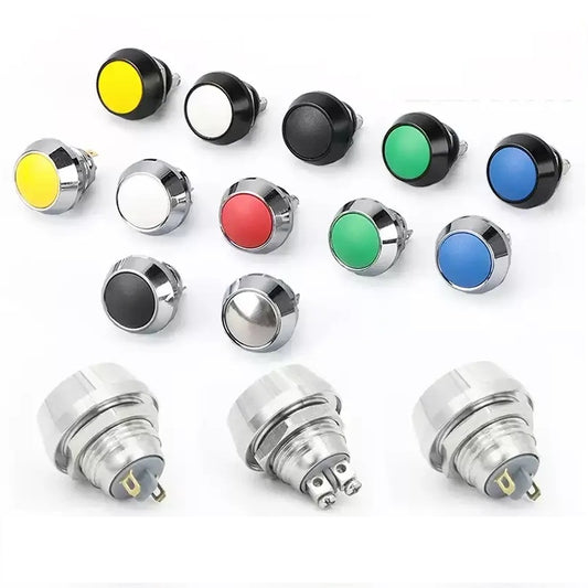 12mm spherical head button,big dome momentary switch,colorful top metal button,screw foot push button,pin terminal switch,silver contact button,ip65 waterproof metal button,1NO momentary switch,1NO1NC metal button,oxidized black button,nickel‑plated brass button,power start button,point‑to‑point control key,compact industrial button,2A rated metal switch