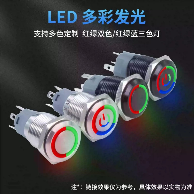 16/19/22mm Dual‑Color / Tri‑Color LED Metal Push Button Switch