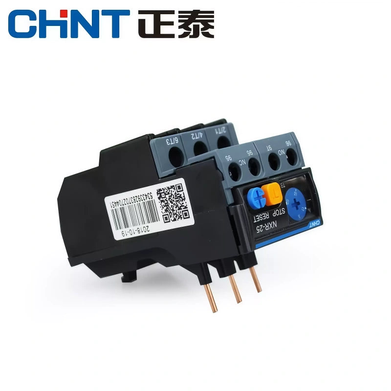 CHNT NXR series,NXR‑25,NXR‑38,NXR‑100,chint thermal overload relay,motor overload protector,phase loss protection relay,0.4‑100a thermal relay,compatible with NXC contactor,1NO 1NC thermal relay,manual auto reset relay,3‑phase motor protection,kunlun series relay,IEC60947‑4‑1,pump fan compressor motor protection
