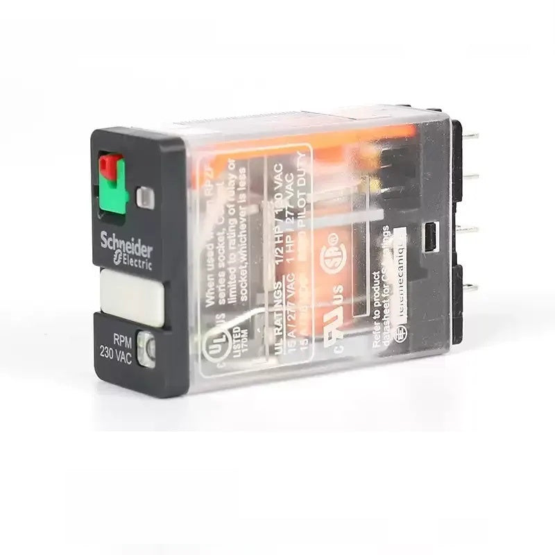 Schneider RPM Relay, RPM12BD, RPM22P7, RPM32BD, RPM42P7, RPZF1 Socket, RPZF2 Socket, RPZF3 Socket, RPZF4 Socket, 15A Power Relay, 1NO1NC Relay, 2NO2NC Relay, 3NO3NC Relay, 4NO4NC Relay, DC24V Relay, AC230V Relay, Industrial Control Relay, Plug-in Relay, Schneider Power Relay, Relay with Test Button