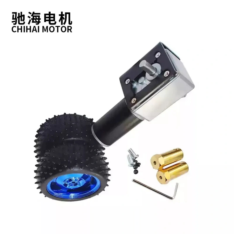 worm gear dc motor kit, chw-gw4058, 80mm tire motor kit, 12v 24v worm motor, high torque dc motor, dual output shaft motor, self-locking motor, smart balance car motor, line tracking robot motor, robotics motor kit, 1:36 gear ratio motor, chiHai motor, low speed dc motor