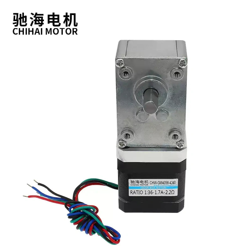 stepper motor, worm gear stepper motor, 42mm stepper motor, high torque stepper motor, chihai motor, chw4058-42, 2 phase 4 wire stepper, dc stepper motor, 3-24v stepper motor, camera slider motor, smart home motor, 3d printer stepper, worm reducer motor, high precision stepper, automation stepper motor, stepper with driver, stepper with bracket, custom ratio stepper, 8mm shaft stepper