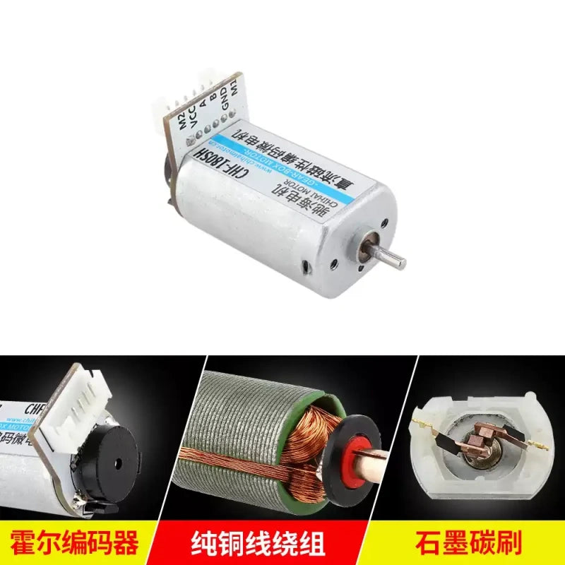 fk180 encoder motor, chf-fk180sh, 6v 12v dc motor, smart car encoder motor, 11-line ab phase encoder, 7800rpm 16000rpm motor, speed control motor, robotics kit motor, magnetic encoder motor, small dc motor, chiHai motor