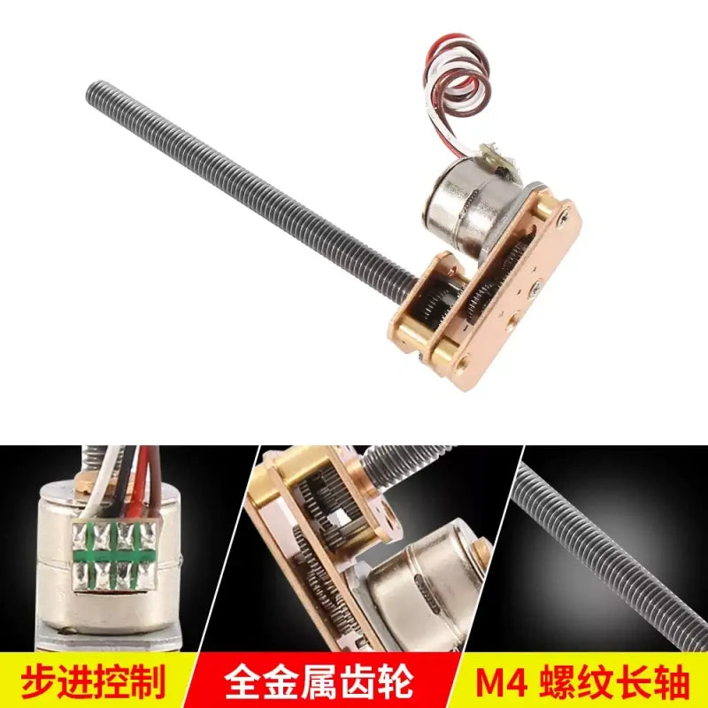 stepper motor, 5v stepper motor, dc stepper motor, gear stepper motor, chihai motor, chf-gm1024-10by, 10by stepper motor, linear stepper motor, m4 threaded shaft motor, 2 phase 4 wire stepper, high torque stepper, slow speed stepper motor, stepper motor with driver, reciprocating motor, robotics stepper motor, diy stepper motor, mini stepper motor, gear reduction motor, 55mm shaft motor, automation stepper motor