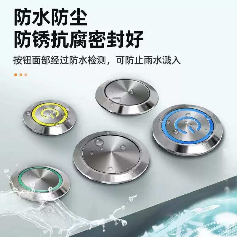 ultra thin tactile button, short metal push button, 12mm momentary switch, 16mm LED tactile button, 19mm mini button, 22mm waterproof switch, 25mm power symbol button, IP66 metal button, tactile point switch, ultra-short body button, H59 nickel-plated button, low-profile push button, 3-6V/12-24V/220V button, soldering connection button, compact control panel switch