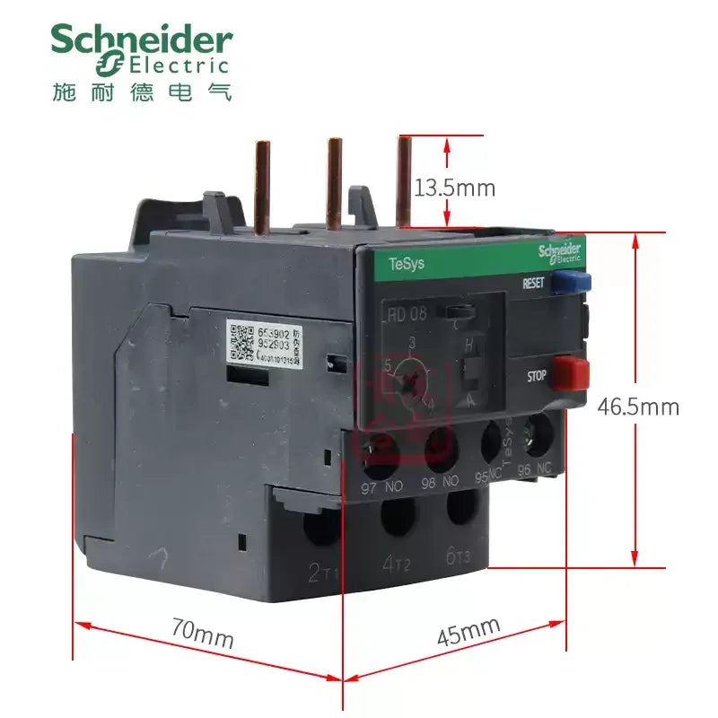 Schneider thermal overload relay, LRD relay, LRD01C, LRD02C, LRD03C, LRD05C, LRD06C, LRD07C, LRD08C, LRD10C, LRD12C, LRD14C, LRD16C, LRD21C, LRD22C, LRD32C, LRD35C, LRD3353C, LRD3355C, LRD3357C, LRD3359C, LRD3361C, LRD3363C, LRD3365C, motor overload protection relay, 3-pole thermal relay, Schneider motor protection relay, for LC1D contactor, 0.1A-80A thermal relay, 690V overload relay, industrial thermal relay