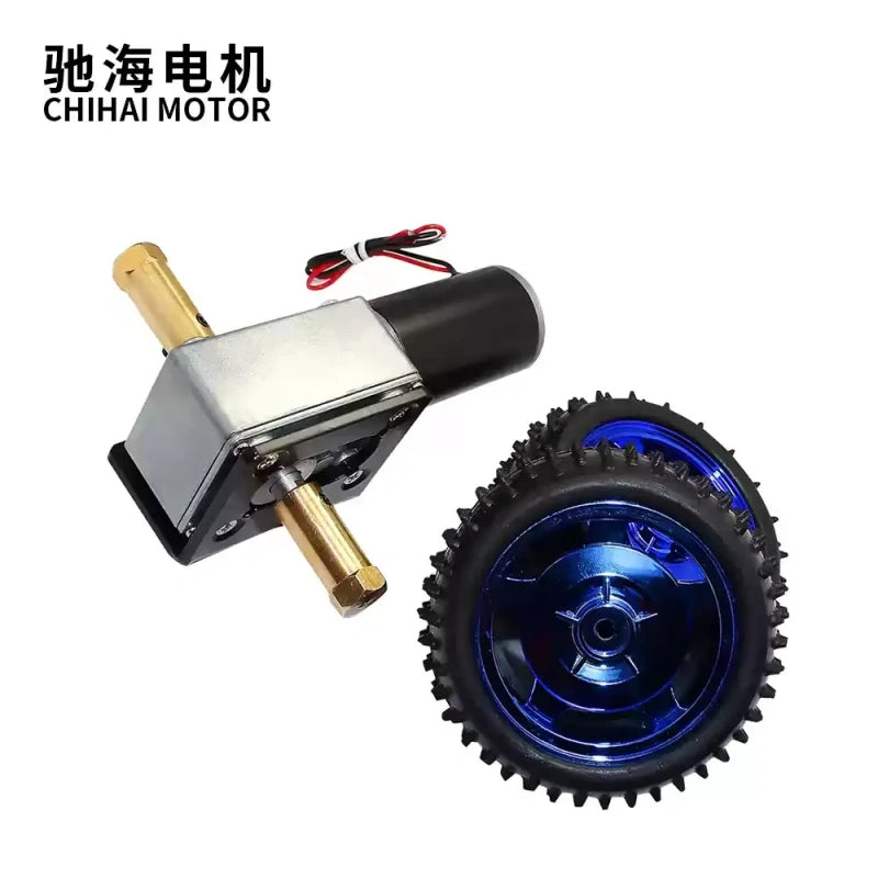 worm gear dc motor kit, chw-gw4058, 80mm tire motor kit, 12v 24v worm motor, high torque dc motor, dual output shaft motor, self-locking motor, smart balance car motor, line tracking robot motor, robotics motor kit, 1:36 gear ratio motor, chiHai motor, low speed dc motor