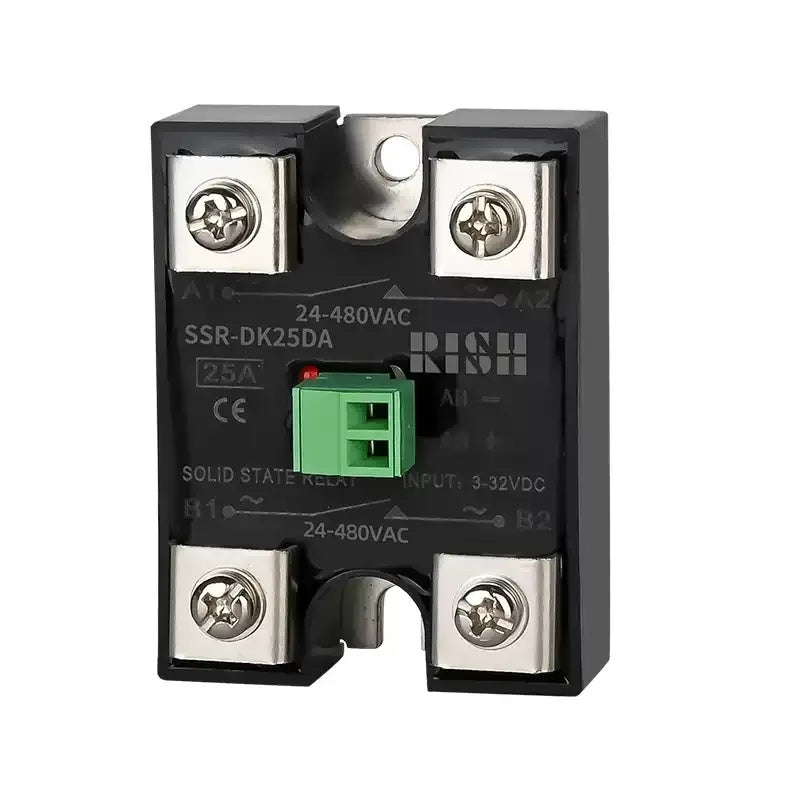 dual channel solid state relay, two channel SSR, dual control SSR, single control dual channel relay, DC to AC dual SSR, SSR-SK series relay, 10A/25A/40A/60A/80A dual SSR, 24-480VAC dual channel SSR, industrial dual output SSR, dual load solid state relay, silent dual channel contactor, spark-free dual SSR