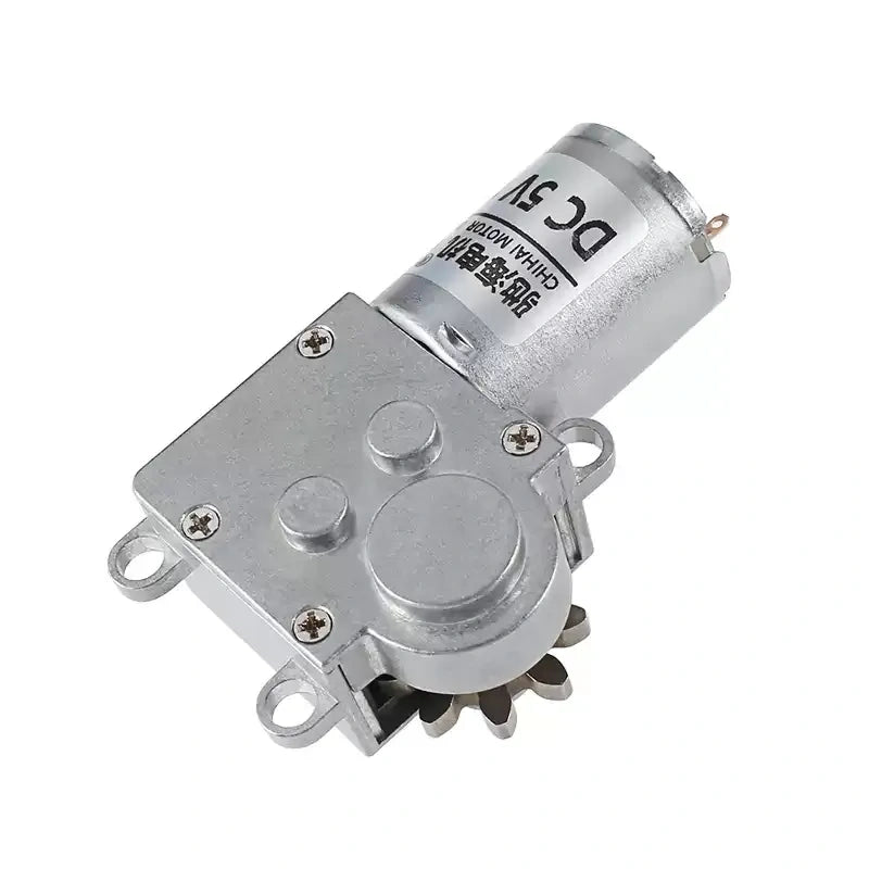 CHW-9L370 motor, worm gear motor, turntable motor, display stand motor, 5V motor, low speed motor, high torque motor, 18RPM motor, 131:1 gear ratio, DC gear motor, self-locking motor, POM worm gear motor, copper worm gear motor, 9-tooth gear motor, module 2.0 gear motor, quiet motor, low noise motor, robot motor, smart home motor, plug and play motor, solderless wiring motor, speed controller motor, display turntable motor, 3-24V customizable motor
