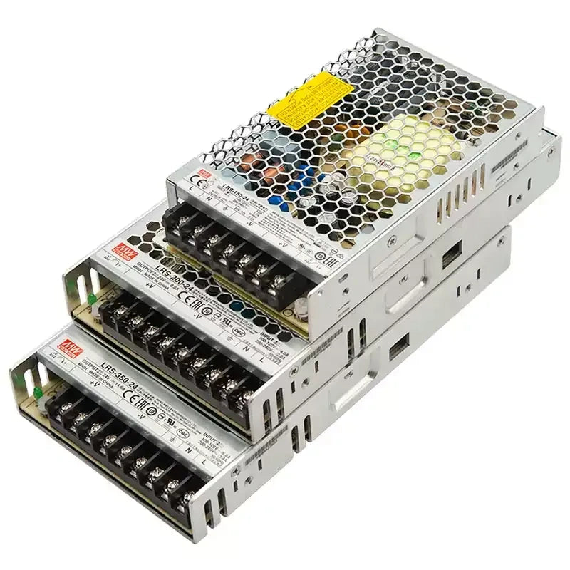 Mean Well LRS power supply, LRS-35-12, LRS-100-24, LRS-200-24, LRS-350-24, 12V DC power supply, 24V LED driver, 100W/200W/350W power supply, 220V to 12V transformer, enclosed switching power supply, Mean Well original power supply, slim power supply, industrial power supply, LED strip power supply