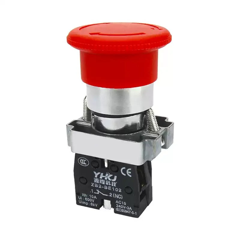 Emergency Stop Button, Mushroom Head Push Button, XB2-BS Series, 22mm Push Button, 10A Emergency Switch, 1NC Stop Button, Industrial Safety Switch, Push Lock Twist Reset, ZB2 Contact Base, Emergency Stop Switch
