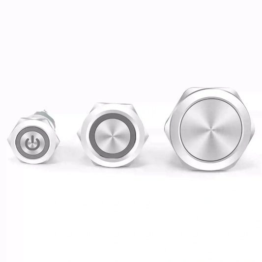 1NO1NC push button,5A metal button,25mm latching switch,30mm momentary button,40mm power symbol button,ip65 waterproof metal switch,nickel‑plated brass button,large size push button,industrial heavy‑duty button,power control switch,ring led indicator button,custom logo push button,plug‑in socket button,automotive modified button,machinery control key