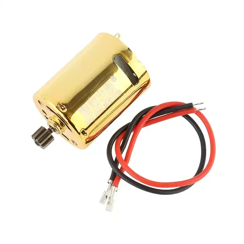 370 motor, MP9-370 motor, DC motor, high speed motor, high torque motor, 50000RPM motor, 33000RPM motor, 7.4V motor, 11.1V motor, NdFeB motor, N35SH motor, sintered neodymium motor, golden motor, ball bearing motor, powder metallurgy gear motor, pre-assembled gear motor, hobby motor, toy motor, plug-in wiring motor, solder-free motor, heat dissipating motor, MP9 pinion gear motor