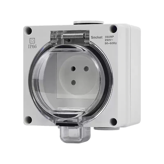 Israel socket, Israeli standard socket, 16A wall socket, 86 type socket, outdoor waterproof socket, IP66 socket, IP55 socket, surface mount socket, anti-splash socket, weatherproof socket,outdoor power outlet, waterproof wall socket, garden socket, patio socket, bathroom socket, workshop socket, dustproof socket, high power socket, 16A outdoor socket, Israeli wall outlet