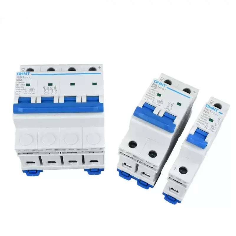 Chint NB1-63DC MCB, Chint DC Circuit Breaker, NB1-63DC 1P 2P 4P, 1A-63A DC Air Switch, 1000V PV Circuit Breaker, Solar PV MCB, Photovoltaic DC Breaker, Chint Miniature Circuit Breaker, Overload Protection for Solar Systems, DC Combiner Box Breaker, Industrial DC MCB