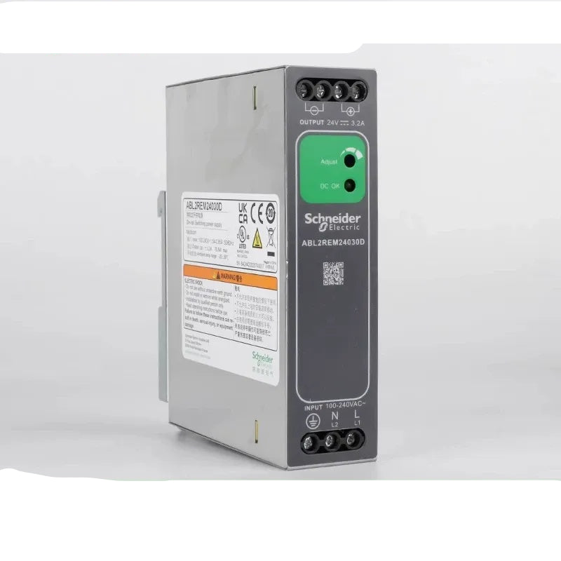 Schneider ABL2REM Power Supply, ABL2REM24030D, ABL2REM24050D, ABL2REM24100D, ABL2REM24200D, 24V DC Power Supply, DIN Rail Power Supply, 75W/120W/240W/480W Power Supply, Industrial Switching Power Supply, 100-240V AC Input Power Supply, Adjustable 24V Power Supply, Schneider Industrial Power Supply, PLC Power Supply, 24V DC DIN Rail PSU