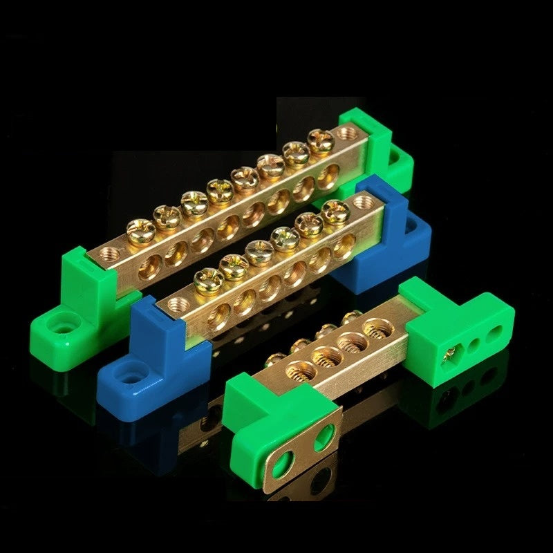terminal bar,bus bar,neutral bar,ground bar,zero earth terminal block,bridge‑type terminal bar,brass copper busbar,distribution box terminal,electrical cabinet wiring,20a 30a terminal bar,us 120v residential panel accessories
