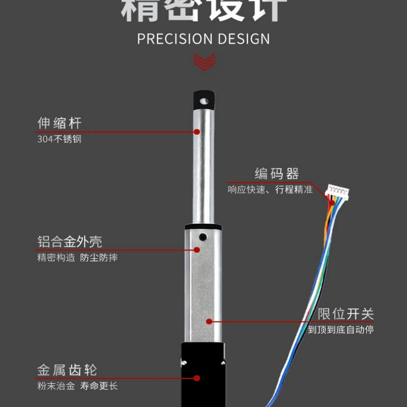 BMNTL Mini Electric Linear Actuator With Encoder, 12V DC 120N Micro Reciprocating Telescopic Rod, 10-250mm Stroke