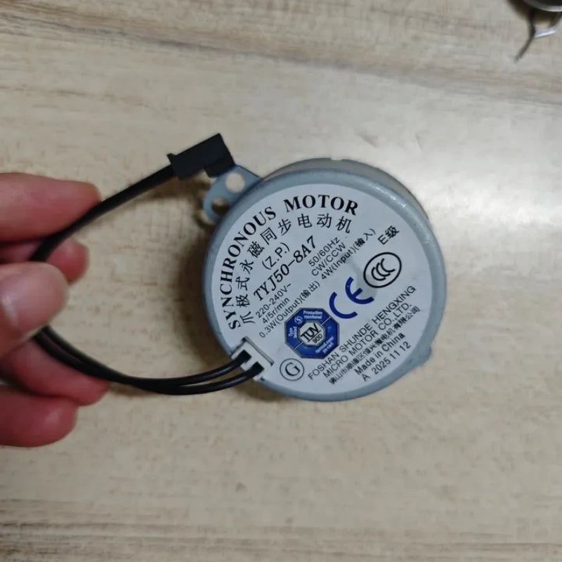 TYJ50‑8A7,synchronous motor,claw‑pole motor,permanent magnet synchronous motor,ac220‑240v motor,4‑5rpm motor,fan shaking head motor,electric fan swing motor,cw ccw motor,fan replacement motor,Midea fan parts,Airmate fan spare parts,4w small ac motor
