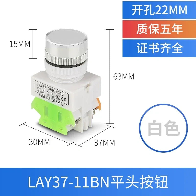 LAY37-11BN Y090 22mm Panel Mount Push Button Switch without LED