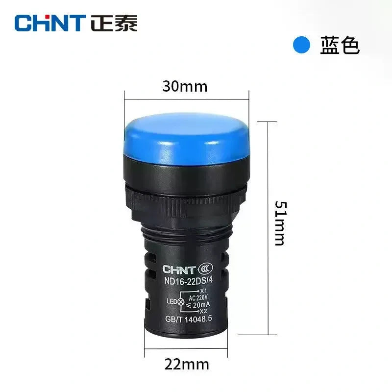 chint nd16-22ds BLUE led indicator light,22mm panel pilot lamp