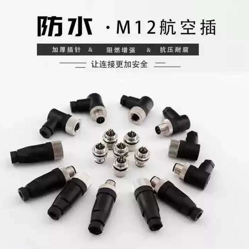 0.5M/3M/10M/Lot IP67 M12 Sensor Connector Cable, Male Female 4/5/8/12P PVC PUR Shielded Cable for Industrial Proximity Sensor