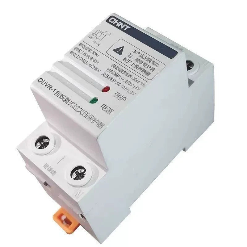 auto reset over under voltage protector,chint ouvr-1,2p ac230v undervoltage relay,home voltage protection device,32a~125v din rail overvoltage cut off switch