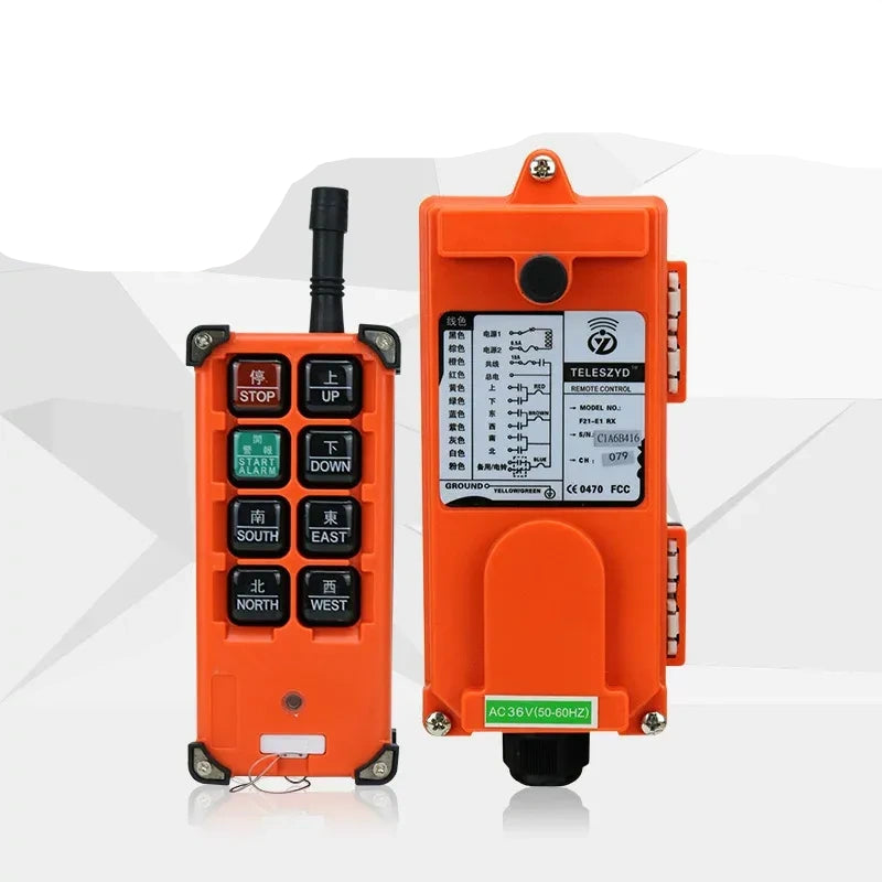 F21-E1B remote control, industrial wireless remote, Telecrane remote, crane remote control, overhead crane remote, electric hoist remote, lift radio controller, hoist remote transmitter receiver, IP65 industrial remote, anti-interference crane remote, 24V 36V 220V 380V remote control, crystal oscillator remote, E-card plug-in remote, industrial lifting remote, gantry crane remote, truck tail lift remote, construction machinery remote
