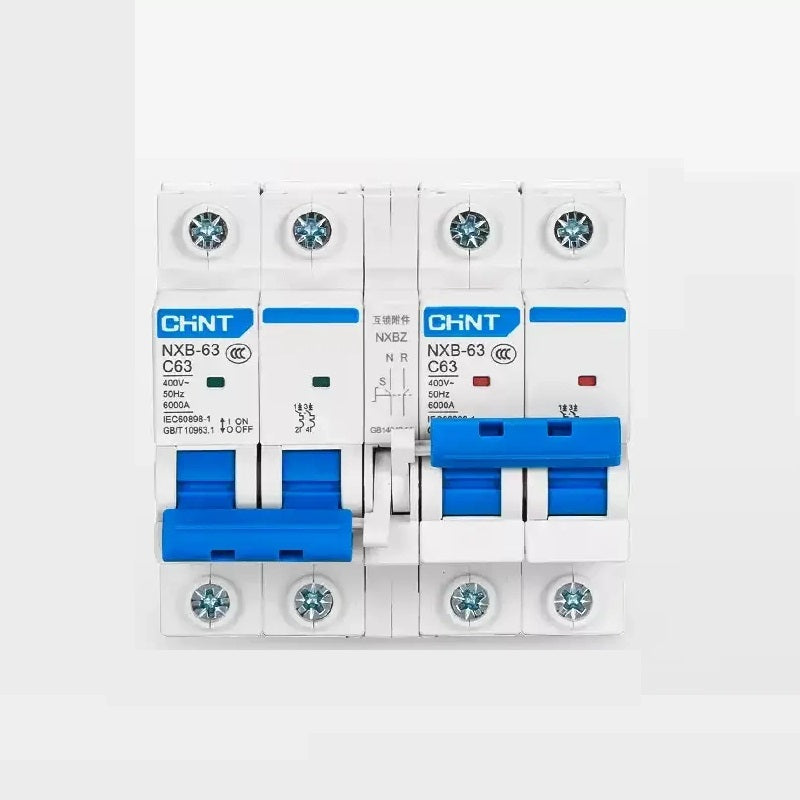 CHNT Dual Power Transfer Switch, Interlock Circuit Breaker ,Changeover Switch ,Dual Source MCB, 1P interlock breaker, 2P transfer breaker ,6A-63A MCB, AC230V switch ,DIN rail breaker, Generator Transfer Switch