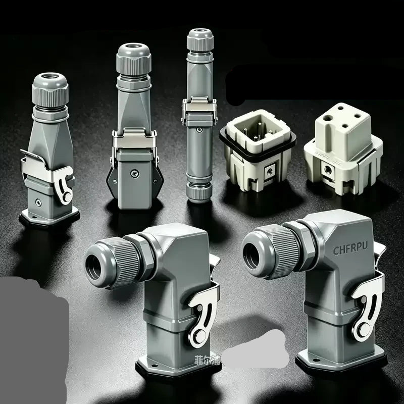 heavy duty rectangular connector,HDC‑HA HDC‑HQ,waterproof aviation plug socket,M20 heavy duty connector,4‑5‑6‑8 pin industrial connector,male female cable butt connector,single lock buckle connector,industrial signal power connector