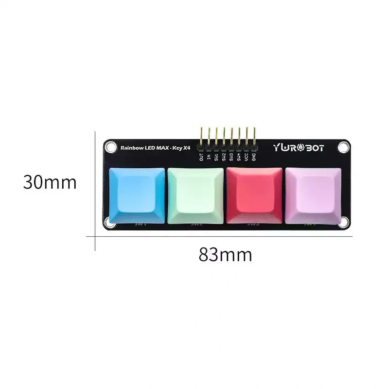 YwRobot 4 Keys RGB Mechanical Keyboard Module, Cherry MX Blue Switch, SK6812 Arduino Button LED
