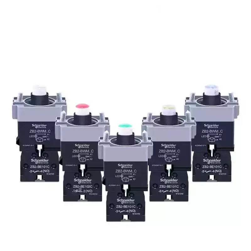 ZB2BW push button,ZB2BWB31C,ZB2BWB41C,ZB2BWM31C,illuminated push button,LED pushbutton switch,22mm lighted push button,ACDC24V push button,AC220V indicator button,green illuminated push button,flat head push button,momentary push button,industrial control switch,machine tool signal button,XB2 series accessory,LED lamp holder push button