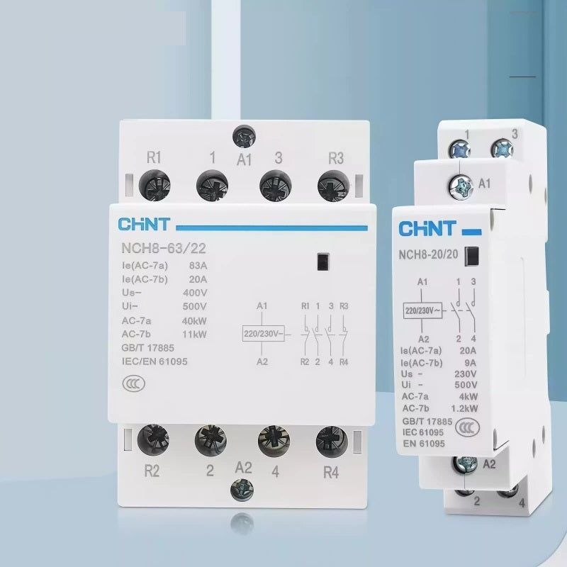 CHNT NCH8 Contactor,Modular Contactor , Household Contactor,AC Contactor 220V,20A Contactor,25A Contactor, 40A Contactor ,63A Contactor ,DIN rail contactor ,Single Phase Contactor,Lighting Contactor