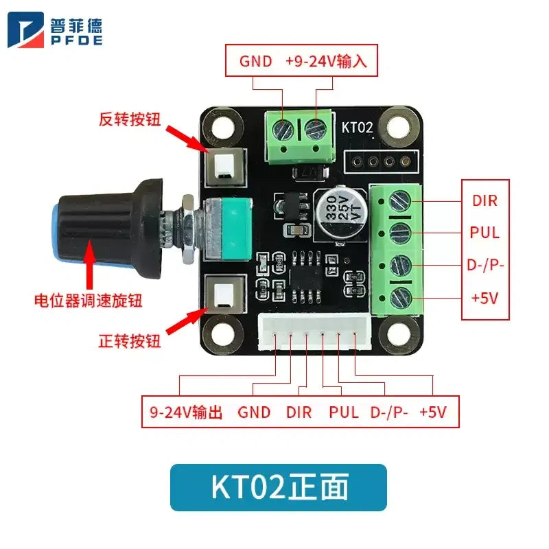 KT02 Stepper Servo Motor Speed Controller Pulse Generator, Knob Rotary Infinite Speed Regulation
