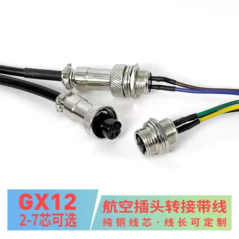 GX12 Aviation Plug Cable, Male Female Pre-wired Connector, 2/3/4/5/6/7 Pin Soldered Extension Power Cord