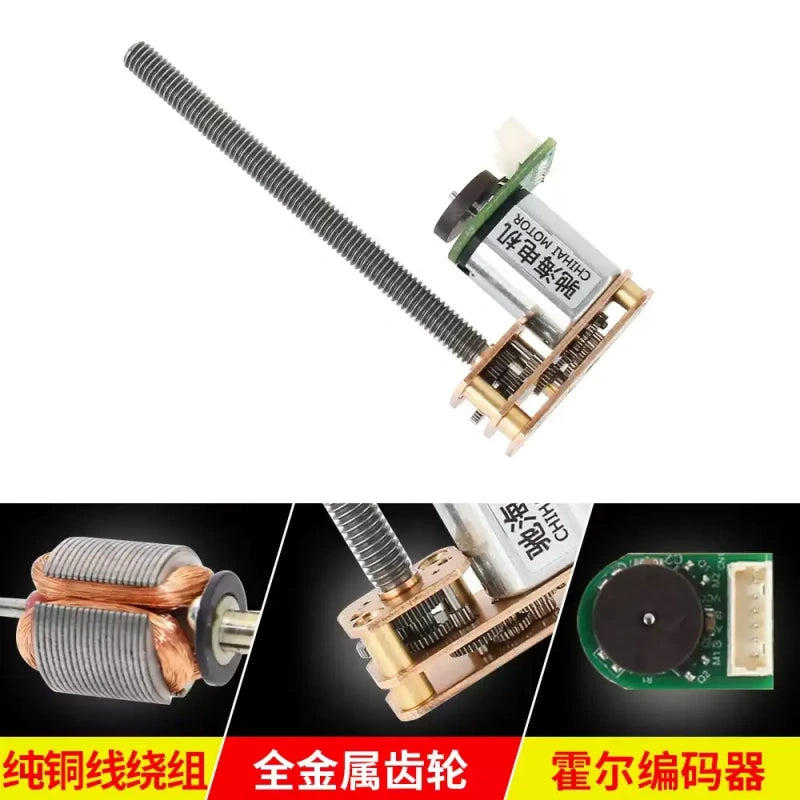 N20 DC Encoder Gear Motor CHF‑GM1024‑N20ABHL, 55mm M4 Thread Screw Shaft, 1:50‑1:500 Gear Ratio