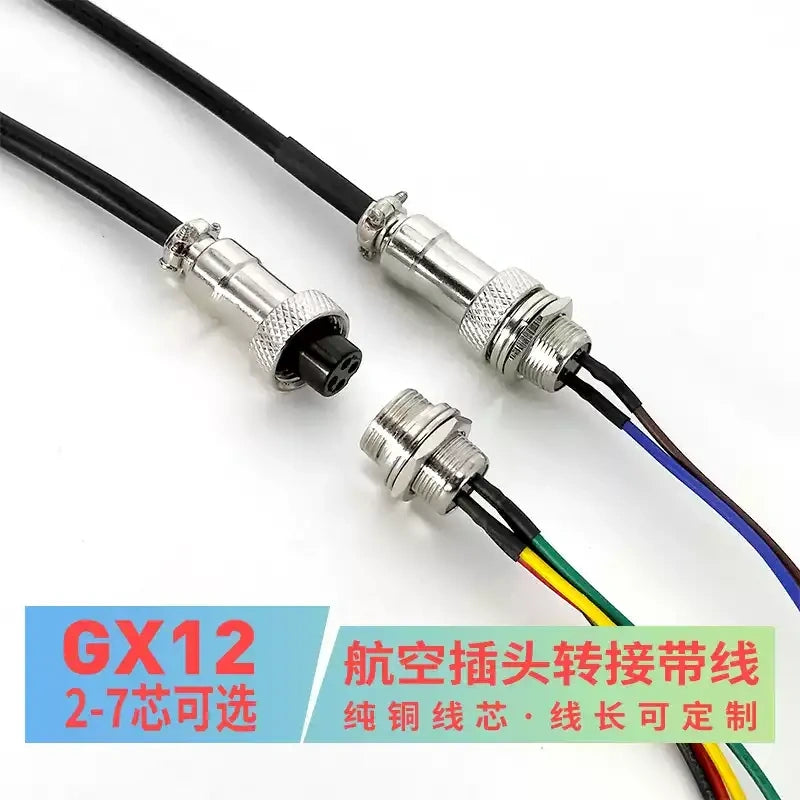 GX12 Aviation Plug Cable, Male Female Pre-wired Connector, 2/3/4/5/6/7 Pin Soldered Extension Power Cord