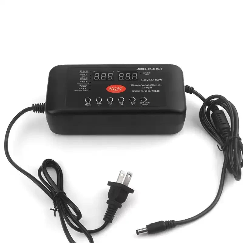 adjustable dc power supply, variable voltage current power supply,3-60v 2.5a power supply,3-90v 1.5a charger,digital display adjustable power source,multi battery charger,li-ion lifepo4 lead acid nimh charger,lab bench power supply,regulated dc power adapter,flame retardant pc power supply,pure copper transformer power supply,silent fan adjustable charger,alligator clip power cable,multi conversion plug kit,electronics diy power supply