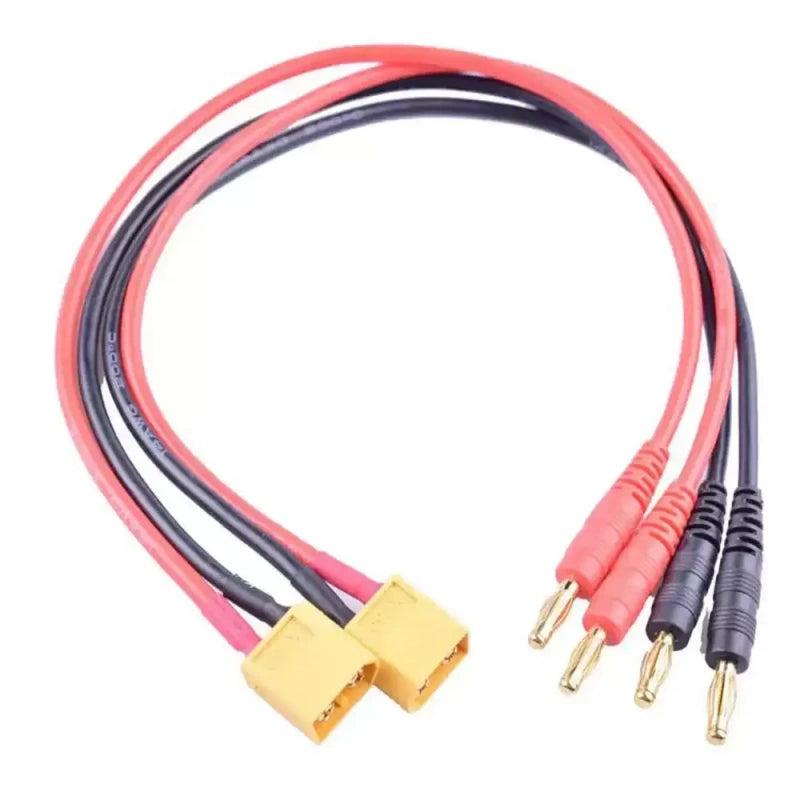 XT60 to banana cable, B6 B6AC charger cable, RC LiPo charging wire, 4.0mm banana plug, 12AWG silicone wire, 14AWG 16AWG, XT60 male, drone battery cable, RC model accessory