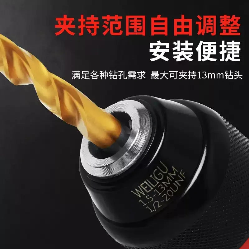 keyless ratchet drill chuck, self locking drill chuck, 3/8 24UNF drill adapter, 1/2 20UNF quick change chuck, cordless drill replacement chuck, angle grinder to drill converter chuck, 0.8-10mm 1.5-13mm drill bit holder
